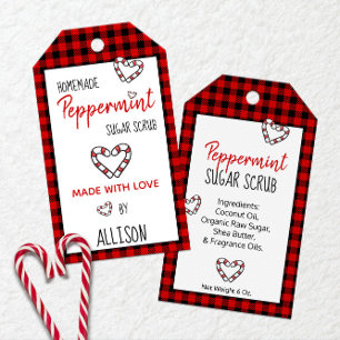 Etiquetas Para Regalos Hecho con amor Peppermint Scrub Buffalo Tapado