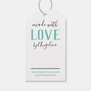 Etiquetas Para Regalos Hecho con amor Script Turquoise Craft Show