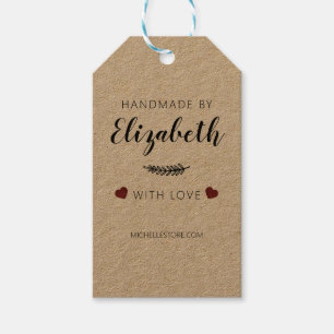 Etiquetas Para Regalos Hechos a mano con Love Hearts Gracias