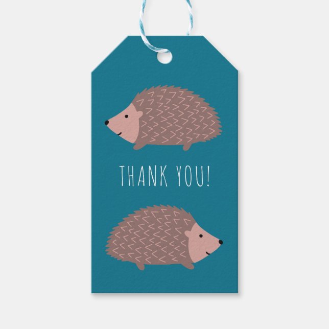 Etiquetas Para Regalos Hedgehog woodland Gracias (Anverso)