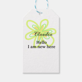 Etiquetas Para Regalos Hello I am new here name yellow green flower kids