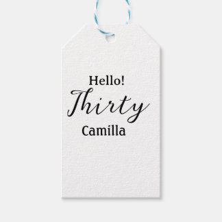 Etiquetas Para Regalos Hello thirty birthday name simple minimal elegant