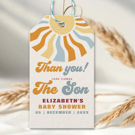 Etiquetas Para Regalos Here come the son - Groovy Retro Baby Shower Part