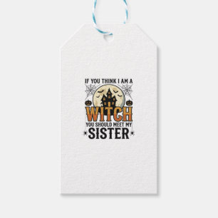 Etiquetas Para Regalos Hermana Bruja Divertida Gráfica Vintage de Hallowe
