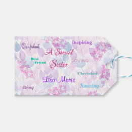 Etiquetas Para Regalos Hermana Especial Rosa Femenina Atenta y Sentida