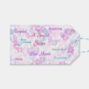 Etiquetas Para Regalos Hermana Especial Rosa Femenina Atenta y Sentida