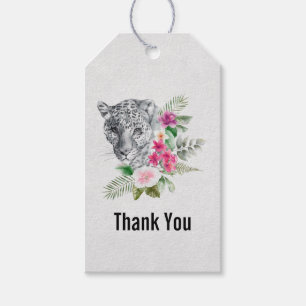 Etiquetas Para Regalos Hermosa acuarela de Cabeza Leopardo Gracias