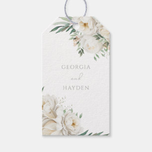Etiquetas Para Regalos Hermosa hoja de salvia y Boda de flores blancas