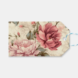 Etiquetas Para Regalos Hermosas flores añejas en Fiesta de patrón pastel