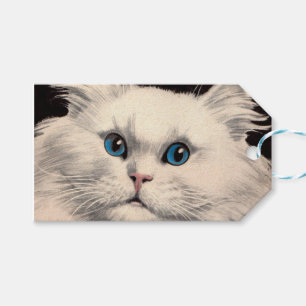 Etiquetas Para Regalos hermoso gato blanco de ojos azules
