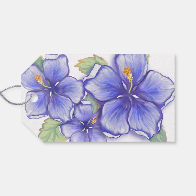 Etiquetas Para Regalos Hibiscus & lace BLUE (Reverso Horizontal)