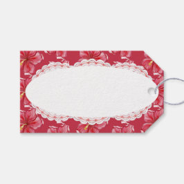 Etiquetas Para Regalos Hibiscus & lace RED