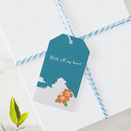 Etiquetas Para Regalos Hibiscus-orange & Summer Clouds