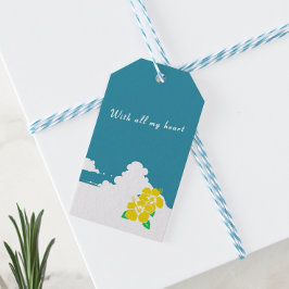 Etiquetas Para Regalos Hibiscus-yellow & Summer Clouds ギフトタグ