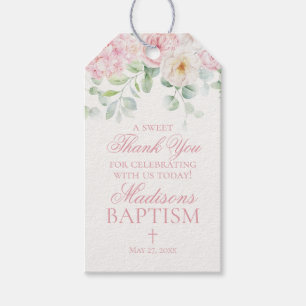 Etiquetas Para Regalos Hidrangea Floral Rosa Favorece el bautismo botánic