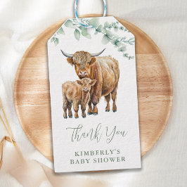 Etiquetas Para Regalos Highland Cow Greenery Farm Animals Baby Shower