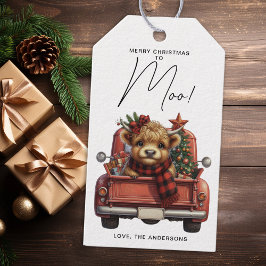 Etiquetas Para Regalos Highland Cow Vintage Red Truck Feliz Navidad