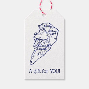 Etiquetas Para Regalos Hilton Head Island SC Vintage Map Navy Blue