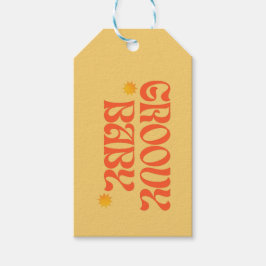 Etiquetas Para Regalos Hippie Groovy bebé Naranja de mostaza de los años 