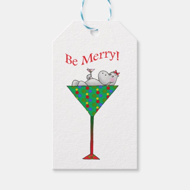 Etiquetas Para Regalos Hippo de Tipsy-tini (Anverso)