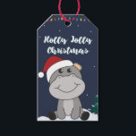 Etiquetas Para Regalos Hippo Merry Christmas Winter Animals Hippos Gift T<br><div class="desc">The hippo to softness with fair lights. Funny animals with gifts and snow to the holidays. Also funny for Christmas in July. Hippos are sweet animals and perfect for Christmas.</div>