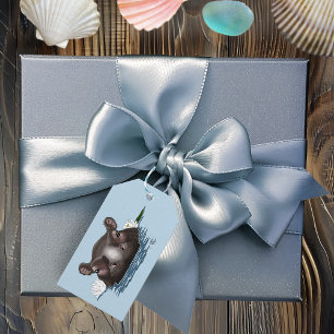 Etiquetas Para Regalos Hippopotamus Loto Blanco Azul