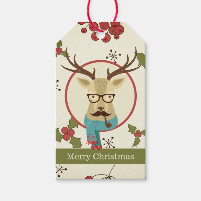 Etiquetas Para Regalos Hipster Deer Navidades (Anverso)