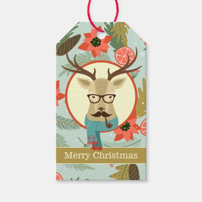 Etiquetas Para Regalos Hipster Deer Navidades (Anverso)