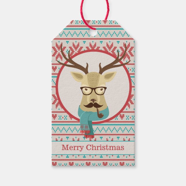 Etiquetas Para Regalos Hipster Deer Navidades (Anverso)