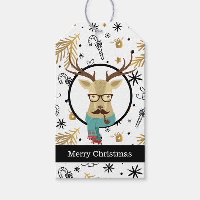Etiquetas Para Regalos Hipster Deer Navidades (Anverso)