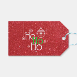 Etiquetas Para Regalos Ho Ho Ho Ho Ho Con Efecto Purpurina Rojo