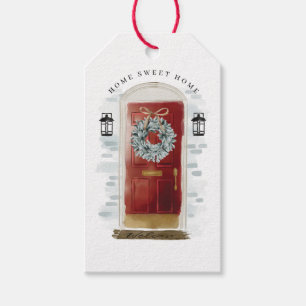 Etiquetas Para Regalos Hogar Dulce Hogar Rojo Acuarela Anchura de la Puer
