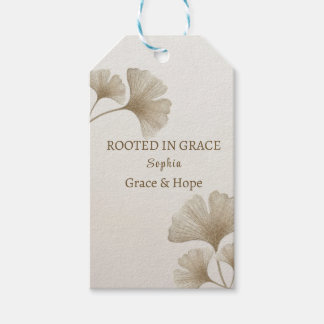 Etiquetas Para Regalos Hoja de Ginkgo Dorada Personalizada con Nombre