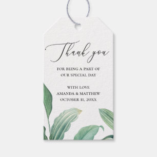 Etiquetas Para Regalos Hojas de agradecimiento de boda elegantes tropical