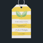 Etiquetas Para Regalos Hojas de limón amarillo y verde | Boda Gracias<br><div class="desc">Gracias etiqueta de regalo en amarillo,  blanco y verde con hojas cruzadas de limón.</div>