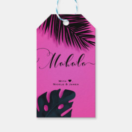 Etiquetas Para Regalos Hojas de Palma Tropical Rosa Fiesta MAHALO ALOHA