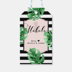 Etiquetas Para Regalos Hojas Tropicales & Piña Boda MAHALO ALOHA