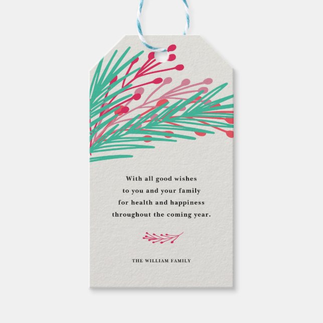 Etiquetas Para Regalos Hojas y bayas (Anverso)