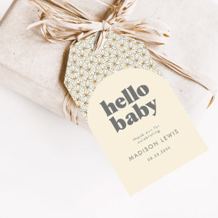 Etiquetas Para Regalos Hola bebé retro Boho Daisy Personalizado Favor