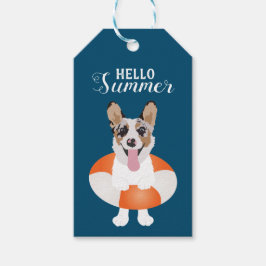 Etiquetas Para Regalos Hola Corgi Beach Dogs de verano