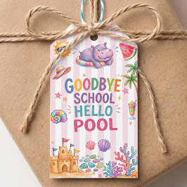 Etiquetas Para Regalos Hola Fiesta de Piscina Amarillo Caro