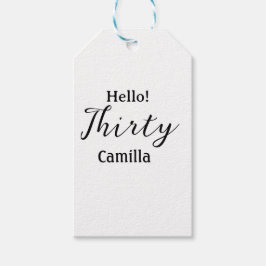 Etiquetas Para Regalos Hola treinta cumpleaños nombre simple minimal eleg