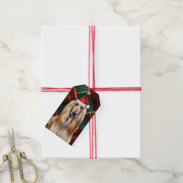 Etiquetas Para Regalos Holiday Plaid with an Afghan Hound Dog Christmas