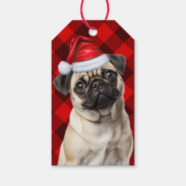 Etiquetas Para Regalos Holiday Red Buffalo Plaid Pug Dog Lover Christmas