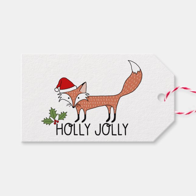 Etiquetas Para Regalos Holly Jolly Fox (Frente (Horizontal))