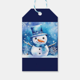 Etiquetas Para Regalos Hombre de nieve en azul