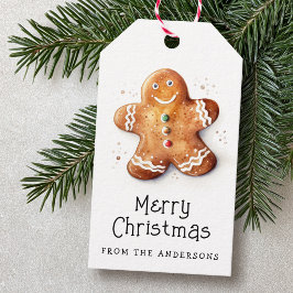 Etiquetas Para Regalos Hombre de pan de jengibre lindo Feliz Navidad