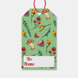 Etiquetas Para Regalos Hongos de invierno y Navidades de follaje rústico