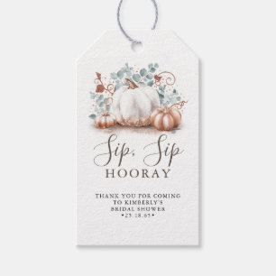 Etiquetas Para Regalos Hooray de la piel blanca y Rosa de la calabaza de 