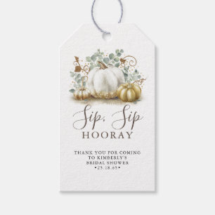 Etiquetas Para Regalos Hooray de la sip de la piel de calabaza blanca y d